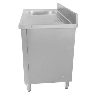 Sink Unit 1 Bowl with Backsplash and 3 Drawers - 1200 x 600 mm - Bowl on the Left - Dynasteel