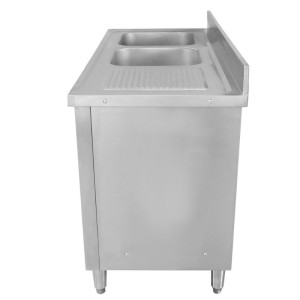 Meubel Kraanikauss 2 Vanni koos Tagapaneeli ja 3 Sahtliga - 1400 x 600 mm - Vann Vasakul - Dynasteel