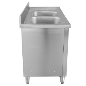 Meubel Kraanikauss 2 Vanni koos Tagapaneeli ja 3 Sahtliga - 1400 x 600 mm - Vann Vasakul - Dynasteel