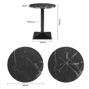 Ümmargune laud Must kivi efekt - ⌀ 60 cm - Bolero