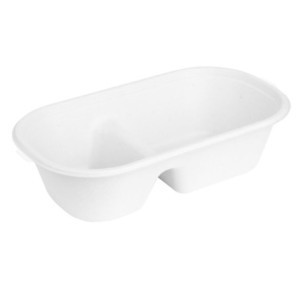 Ovaalne Bagasse 2 sektsiooniga karp - 900 ml - Komplekt 100 - Fiesta