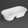 Ovaalne Bagasse 2 sektsiooniga karp - 900 ml - Komplekt 100 - Fiesta