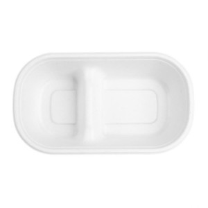 Ovaalne Bagasse 2 sektsiooniga karp - 900 ml - Komplekt 100 - Fiesta