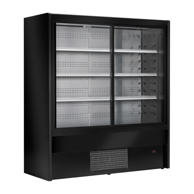 Black Cervinho Open-Front Refrigerated Display Case with Sliding Doors - 1200 mm - Zoin Black Cervinho Open-Front Refrigerated Display Case with Sliding Doors - 1200 mm - Zoin
