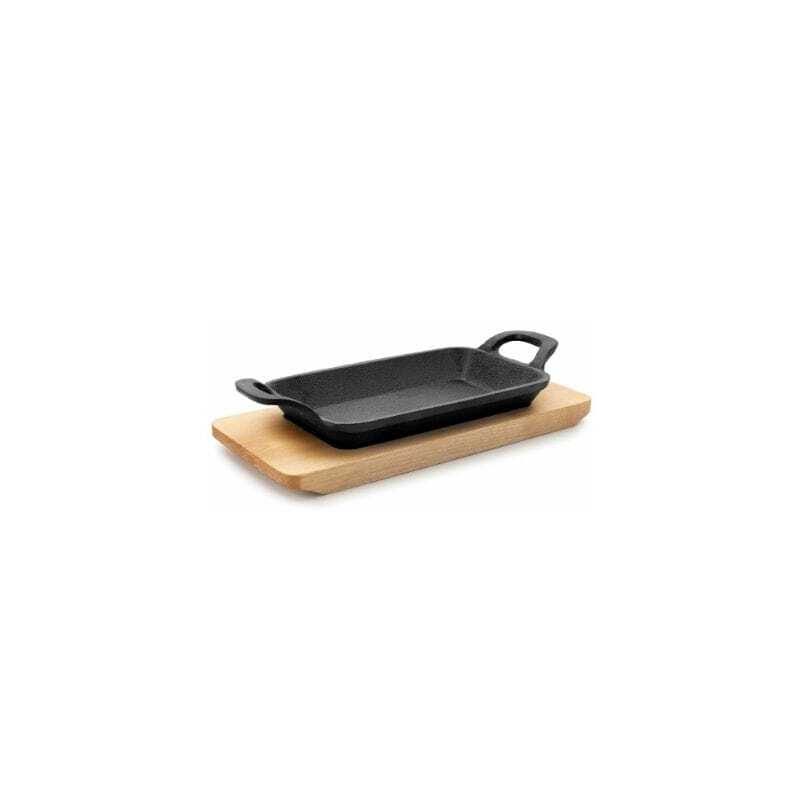 Mini Plancha Grill Lisse avec Base Bois - 225 x 100 mm Lacor Mini Plancha Grill Lisse avec Base Bois - 225 x 100 mm Lacor