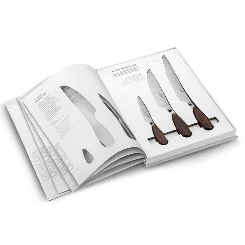 Coffret livre 3 couteaux professionnels de la marque Déglon Coffret livre 3 couteaux professionnels de la marque Déglon
