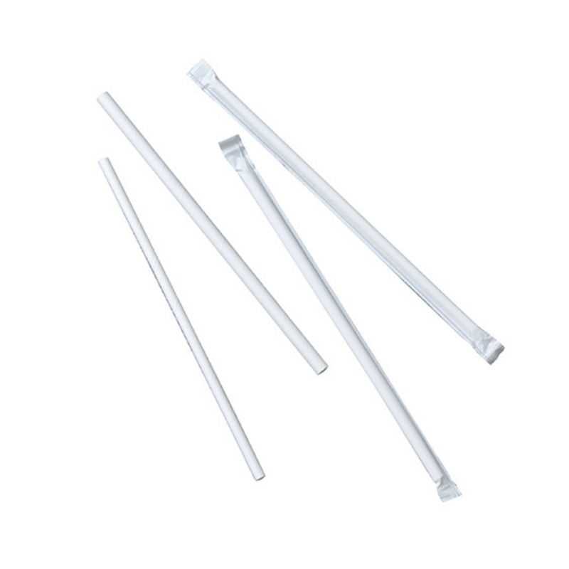 Paille en Carton Blanc Emballée - Ø 6 x 197 mm - Lot de 500 Paille en Carton Blanc Emballée - Ø 6 x 197 mm - Lot de 500