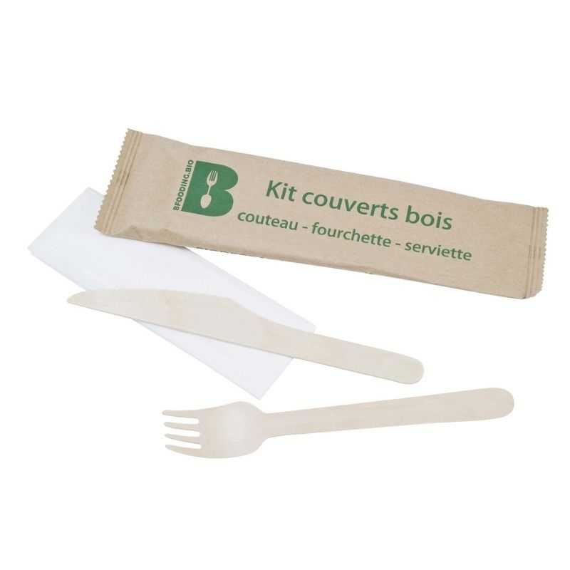 Birch Cutlery - 3-Piece Set: Knife, Fork, and Napkin - Pack of 250 Birch Cutlery - 3-Piece Set: Knife, Fork, and Napkin - Pack of 250