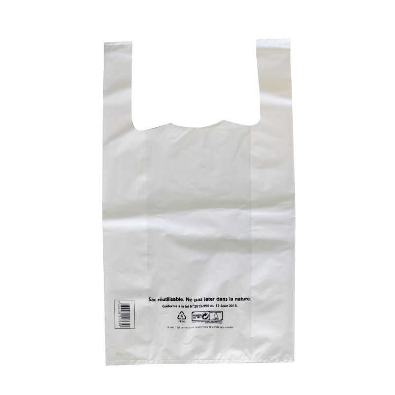 Sacs Bretelles Réutilisables Blanc - 10 L - Lot de 500 Sacs Bretelles Réutilisables Blanc - 10 L - Lot de 500