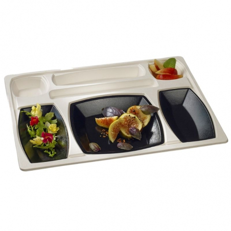 Toitude serveerimisalus Gala valge ja must - 432 x 332 mm - 15 tk komplekt