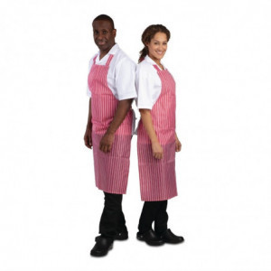 Pritsmeid hülgav triibuline punane ja valge põlle 1016 x 711 mm - Whites Chefs Clothing - Fourniresto