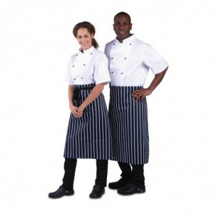 Köögiapron triibuline sinine ja valge 760 x 920 mm - Whites Chefs Clothing - Fourniresto