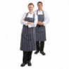 Pikendatud taskuta mere- ja valge triibuline põllekleit - Whites Chefs Clothing - Fourniresto