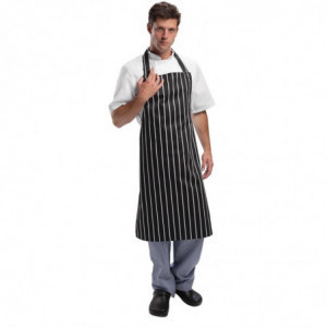 Köögi triibuline esiliist must-valge 760 x 970 mm - Whites Chefs Clothing - Fourniresto