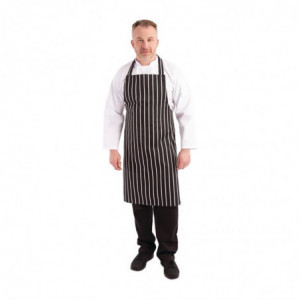 Köögi triibuline esiliist must-valge 760 x 970 mm - Whites Chefs Clothing - Fourniresto