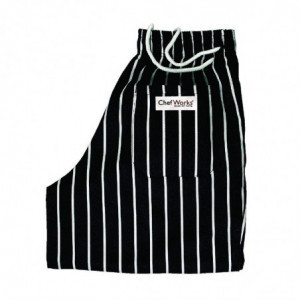 Köögipüksid Baggy triibulised must-valged - suurus XL - Chef Works - Fourniresto