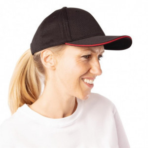 Cool Vent musta baseball-müts punase äärisega - Üks suurus - Chef Works - Fourniresto
