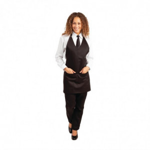 Serveerija mustvalge polüester-puuvillane V-kaelusega esiliist 838 x 698 mm - Whites Chefs Clothing - Fourniresto