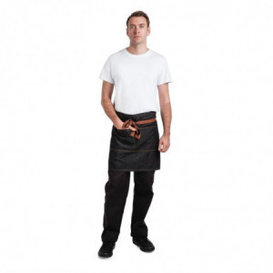 Must Memphisi lühike must puuvillane kelneri esiliist 725 x 480 mm - Chef Works - Fourniresto