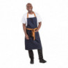 Serveerija teksariietest sinine esiliist puuvillase vööga 1000 x 700 mm - Whites Chefs Clothing - Fourniresto