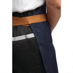 Serveerija teksariietest sinine esiliist puuvillase vööga 1000 x 700 mm - Whites Chefs Clothing - Fourniresto