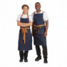 Serveerija teksariietest sinine esiliist puuvillase vööga 1000 x 700 mm - Whites Chefs Clothing - Fourniresto