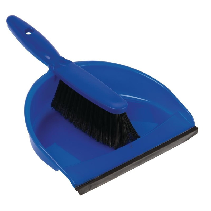 Soft Bristle Brush and Blue Dustpan - Jantex - Fourniresto Soft Bristle Brush and Blue Dustpan - Jantex - Fourniresto