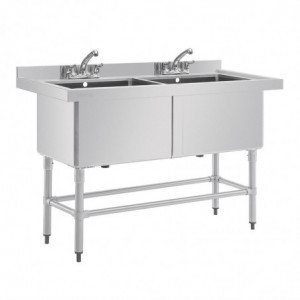 Topelt sügava kraanikausiga tagaseinaga 2 x 100 L 1410 x 600 mm - Vogue - Fourniresto