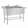 Topelt sügava kraanikausiga tagaseinaga 2 x 100 L 1410 x 600 mm - Vogue - Fourniresto