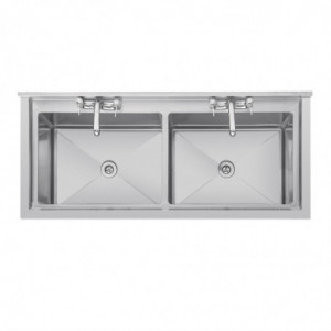 Topelt sügava kraanikausiga tagaseinaga 2 x 100 L 1410 x 600 mm - Vogue - Fourniresto