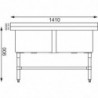 Topelt sügava kraanikausiga tagaseinaga 2 x 100 L 1410 x 600 mm - Vogue - Fourniresto