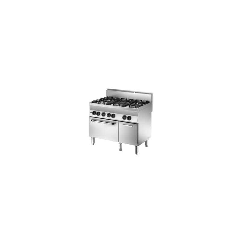 Six-burner stove with gas oven and 650 Series cabinet Six-burner stove with gas oven and 650 Series cabinet