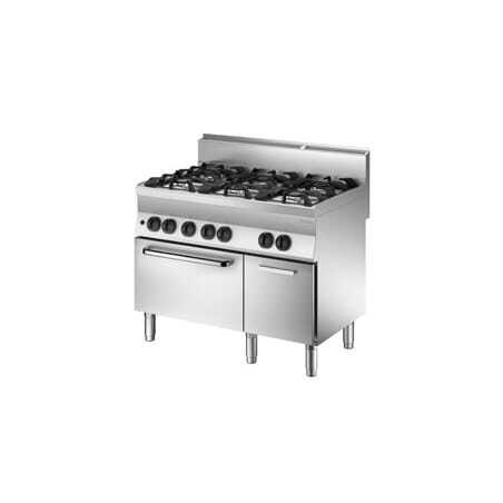 Six-burner stove with gas oven and 650 Series cabinet