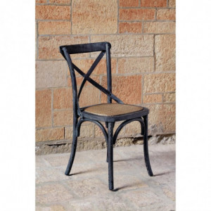 Patiniseeritud puidust toolid ristuvate seljadega - mustad - Bolero - Fourniresto