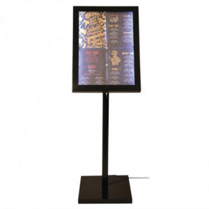 Valgustatud must LED-stend - Securit - Fourniresto