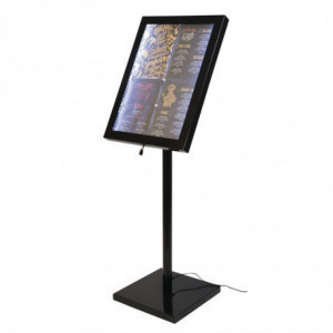 Valgustatud must LED-stend - Securit - Fourniresto
