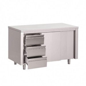 Roostevabast terasest kapp libistavate ustega ja 3 sahtliga vasakul - L 1600 x S 700 mm - Gastro M