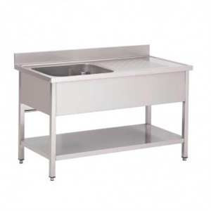 Sukeldumisalus roostevabast terasest madala riiuliga 1 vasakpoolse pesaga - L 1600 x S 700 mm - Gastro M
