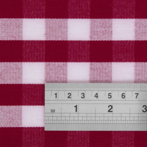 Nelikantne punaste ruutudega polüestrist laudlina 1320 x 1320mm - Mitre Essentials - Fourniresto