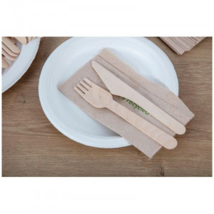 Biolagunev puidust kahvel 155 mm - 100 tk komplektis - Fiesta Green - Fourniresto