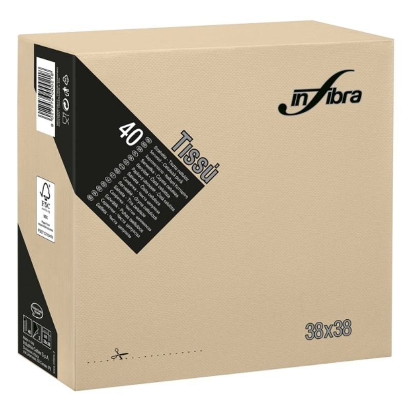 Tselluloosist 2-kihiline salvrätik 38 x 38 - Greige - 1440 tükki komplektis Tselluloosist 2-kihiline salvrätik 38 x 38 - Greige - 1440 tükki komplektis