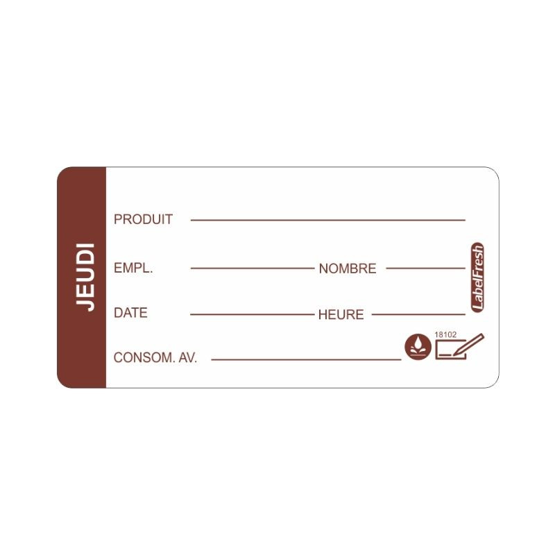 Traceability Label LabelFresh Soluble Pro - Thursday - 60 x 30 mm - Pack of 250 - LabelFresh Traceability Label LabelFresh Soluble Pro - Thursday - 60 x 30 mm - Pack of 250 - LabelFresh