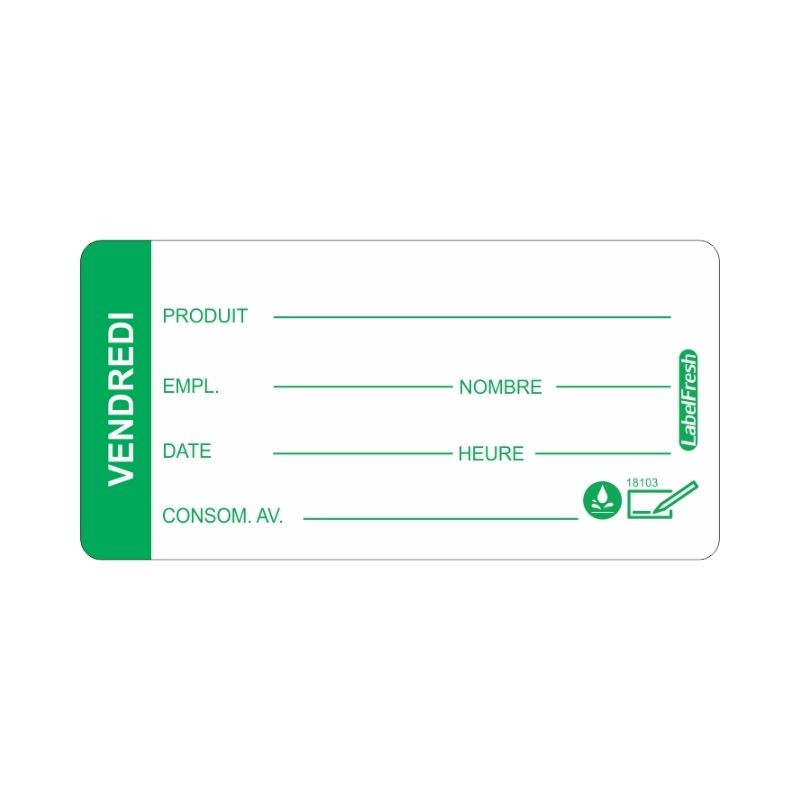 Jälitamise silt LabelFresh Soluble Pro - Esmaspäev - 60 x 30 mm - 250 tk komplektis - Labelfresh Jälitamise silt LabelFresh Soluble Pro - Esmaspäev - 60 x 30 mm - 250 tk komplektis - Labelfresh