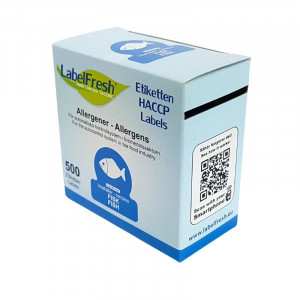 Jälitamise silt LabelFresh Allergeenide ikoonid - Kala - 70 x 45 mm - 500 tk komplektis - LabelFresh