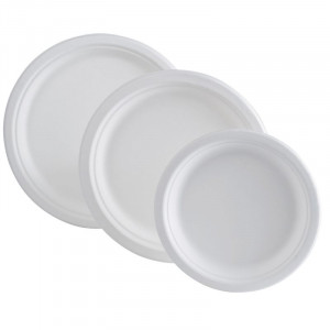 Ümmargune suhkruroo taldrik - 180 x 18 mm - 50 tk komplekt