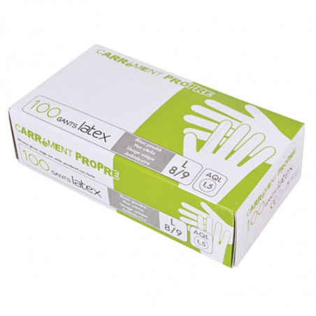 Pulbriga kaetud latekskindad - suurus M - 100 tk komplekt