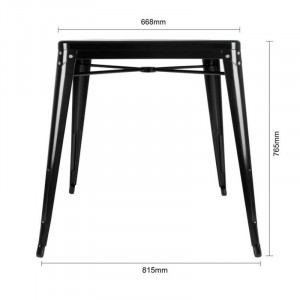Ruudukujuline mustast terasest bistroolaud - L 668 x S 668 mm - Bolero