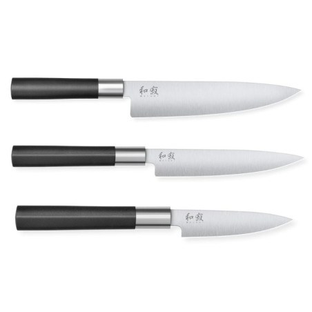 3 Wasabi Black noa komplekt - professionaalne lõikamineKai Wasabi Black noad - Jaapani täpsus