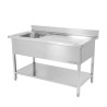 Sukeldu 1 pesuga koos seljatoe ja riiuliga - L 1400 x S 600 mm - Dynasteel