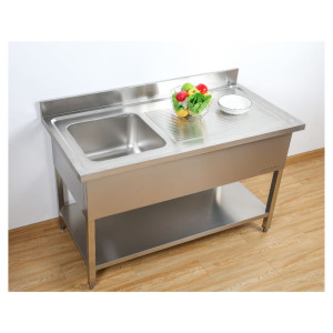 Sukeldu 1 pesuga koos seljatoe ja riiuliga - L 1400 x S 600 mm - Dynasteel